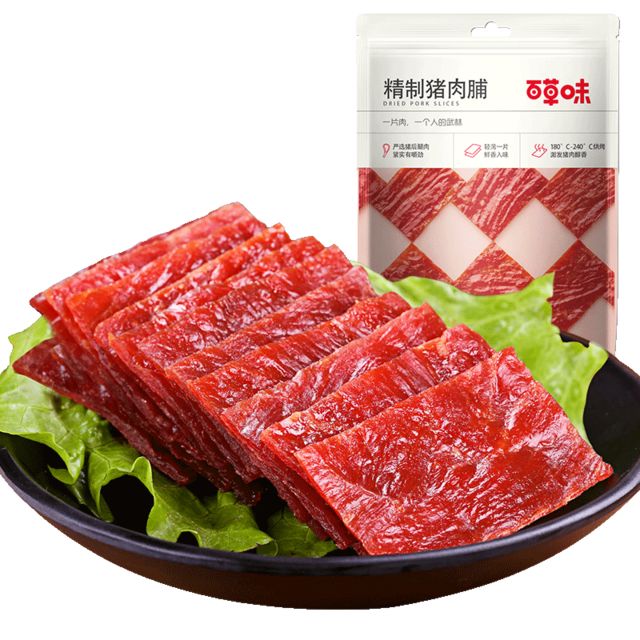 临期百草味精制猪肉脯155克